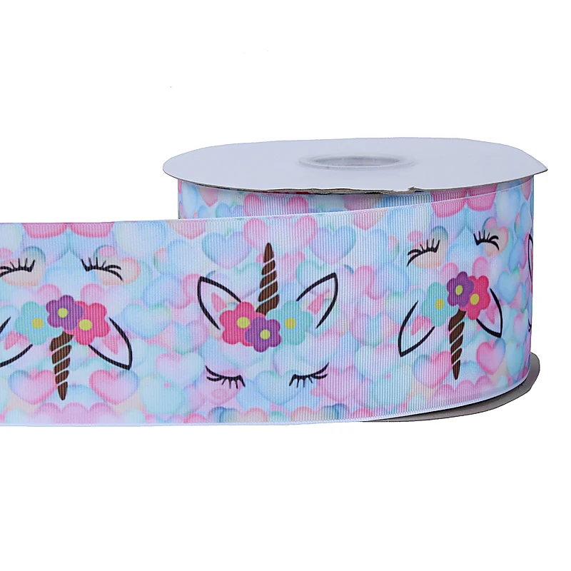 

FLRA Ribbon Heart and unicorn printed grosgrain hair bows ribbon