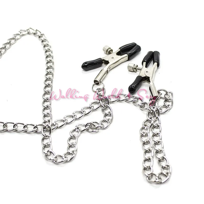 Adult Game Sex Toys For Men PU Leather+ Metal Chain Nipple Clamps With A Cock Rings Fetish Teat Clips And Penis Ring Erotic Toys (6)