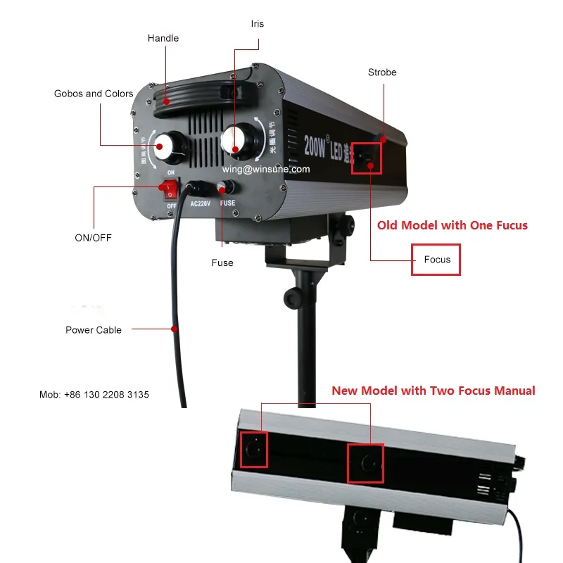 2017 new double focus led follow spot follow led 200w