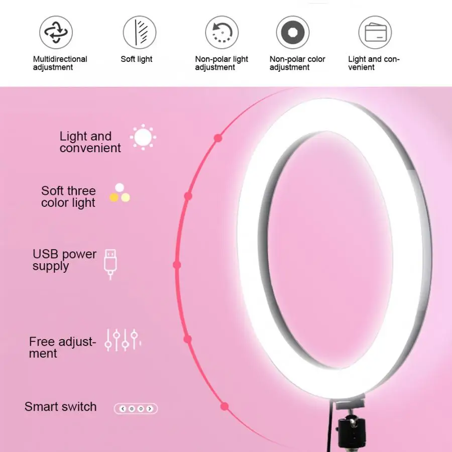 Фотография с регулируемой яркостью светодиодный селфи кольцо свет видео Live 3200-6500 k фотостудия свет татуировки заполняющий свет черный(6,5 дюйма