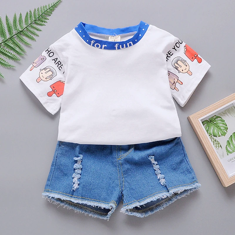 

Summer Stylish Kid Clothes Sets For Girls Infant Watermelon T Shirt Denim Shorts 2pcs Child Toddler Clothing Baby Boys Tracksuit