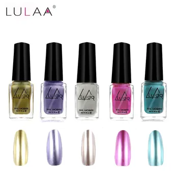 

LULAA Gel Polish Nail Polish Set 5 Colors 6 ML Glue Art Gel Paint Nail Polish Gorgeous Mirror Metallic Bright