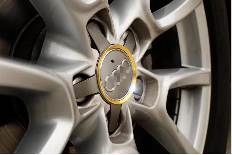 4 шт./компл. Автомобильная оклейка из алюминия сплав колеса Заглушка автомобильного колпака, декоративный круг, отделка для Audi A3 A4l A6L Q3 Q5 A5Car аксессуары - Название цвета: Золотой