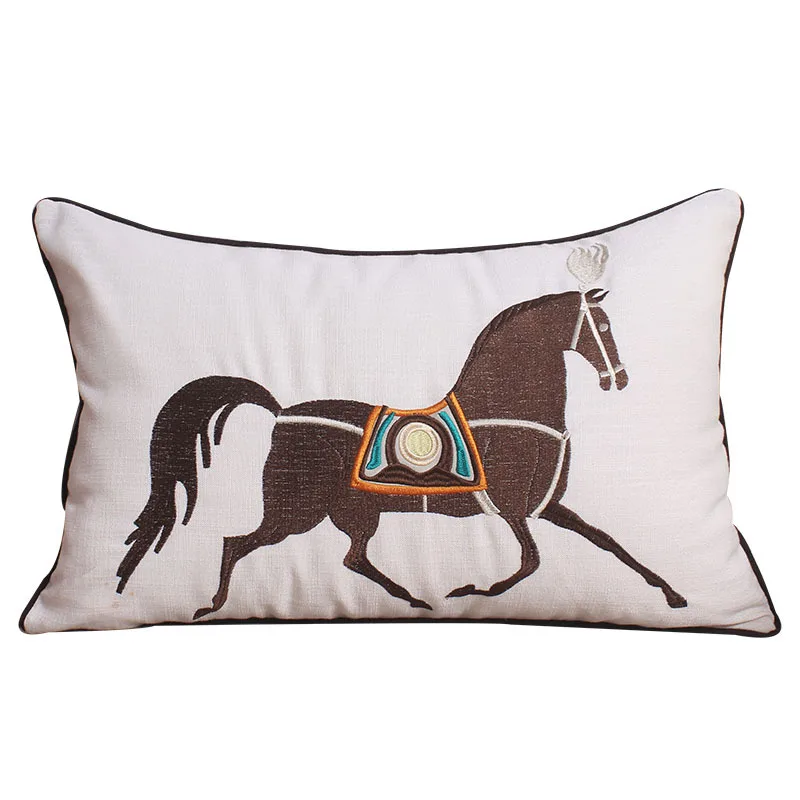 Роскошная вышитая подушка с лошадью, чехол для дивана, дизайнерская наволочка для дома, декоративная наволочка для гостиной, дивана
