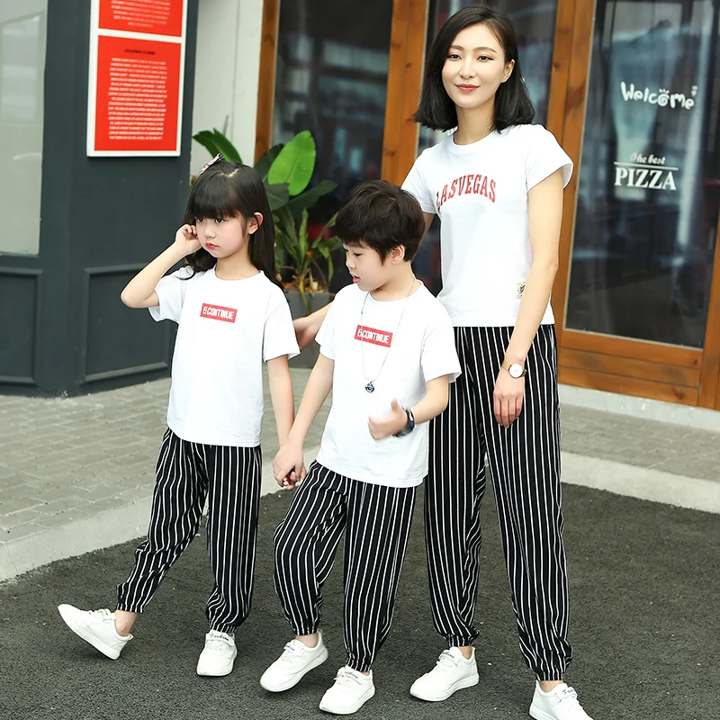 

Family Matching Adult Children Clothing Pants Mom Dad and Daughter Son Harem Loose Pants Yellow Pants For Summer