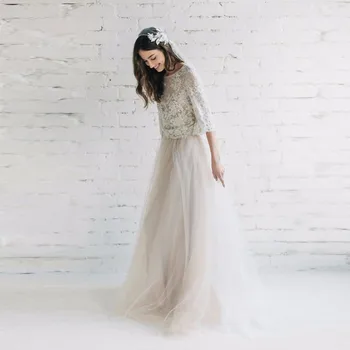 

Beige Tulle Chic Bridal Skirt Long Lining Custom Made Women Maxi Skirts for Wedding Photo Taking Bohemian Style Romantic Skirts