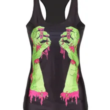 Женский жилет для фитнеса с принтом зомби, бесшовное для тренировки, летняя аэробика, эластичная майка, топ из мягкого волокна хип-хоп