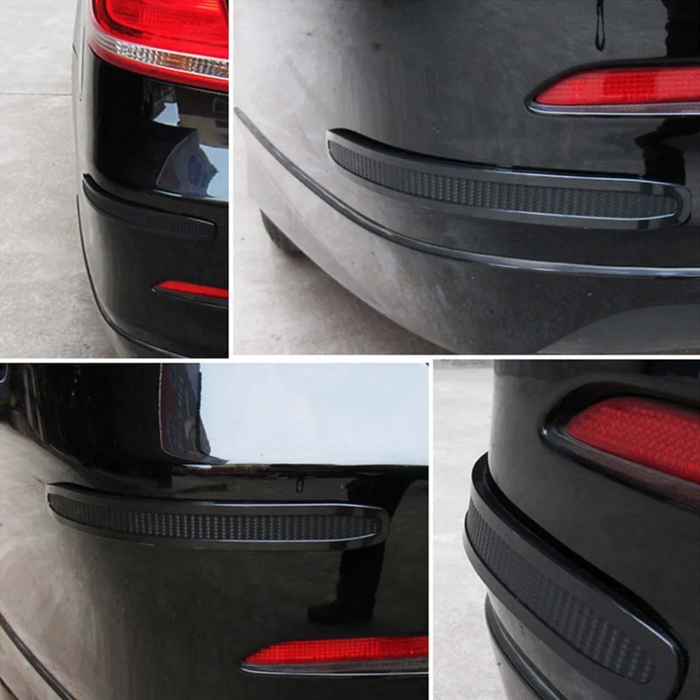 runmade Universal Carbon Car Corner Front Protector Guard Strip Crash Bar Rear  Bumper Strip Trim Protection Guards Lip Deflector