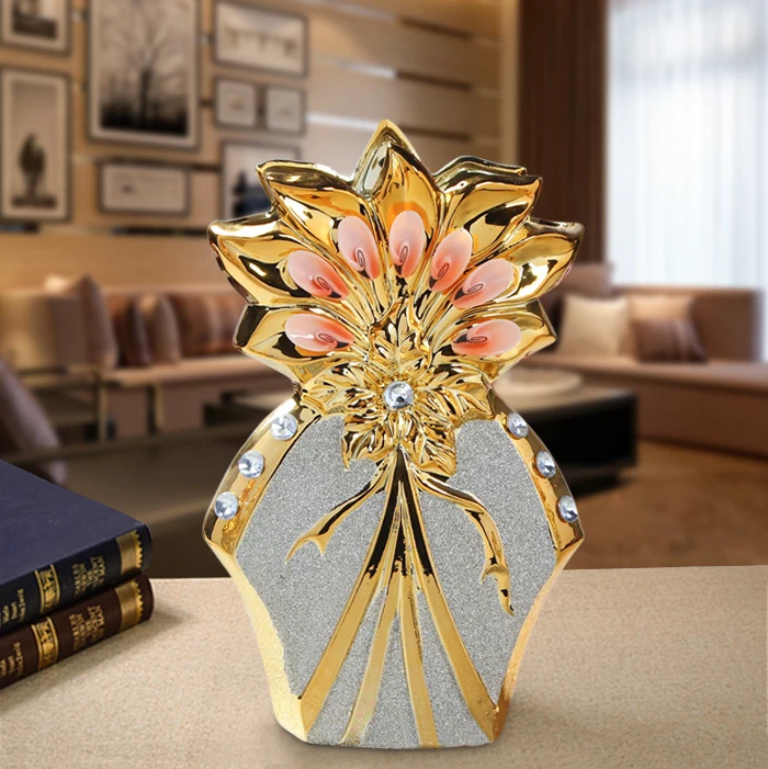 30 см Роскошная Европейская позолоченная керамическая ваза домашний декор Креативный дизайн фарфоровая декоративная ваза для цветов для свадебного украшения