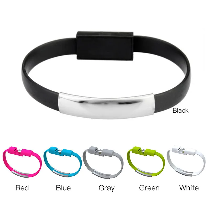 

Portable USB Cable Wire Sync Data Charger Cord Bracelet Multifunction Charm Bracelet Bangles Silicon Wrist Band for Women Men