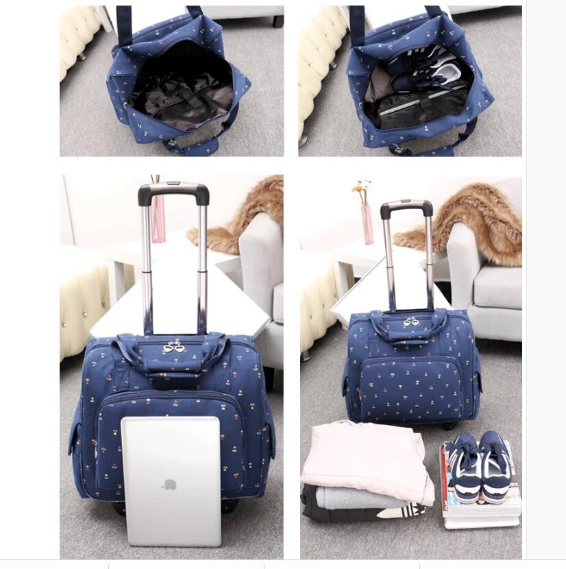 Women Luggage Suitcase On Wheels Travel Trolley Luggage Bag 20 Inch Wheeled Bags Laptop Business Travel Trolley Spinner Suitcase