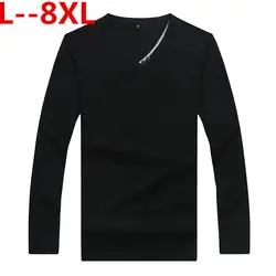 Большие размеры 8XL 6XL 4XL 5XL мужские свитера, пуловеры 2018 Весенние новые хлопковые свитер с v-образной горловиной Джемперы зима-осень мужской