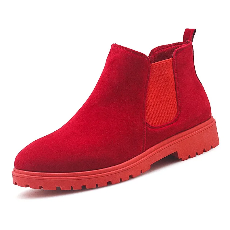 

2019 vintage men booties Genuine Leather Chelsea Boots suede Ankle Boot Men's Fashion Spring Autumn Boots Slip on Shoes zapatos