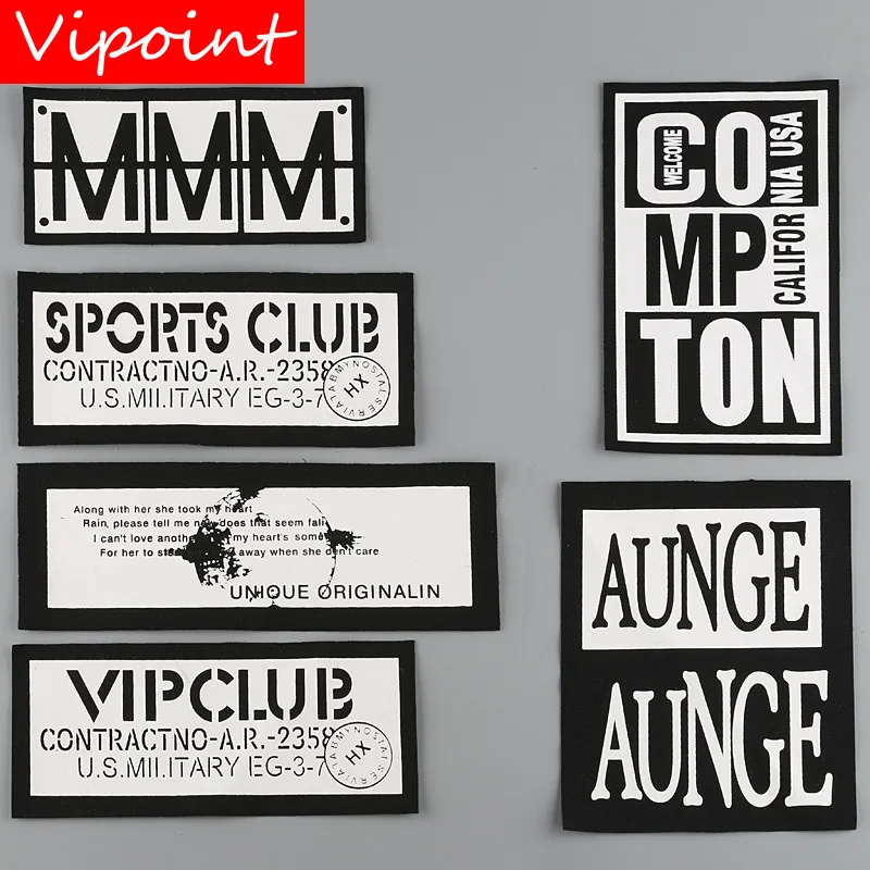 

VIPOINT embroidery printed warning patches letter alphabet patches badges applique patches for clothing YM-33