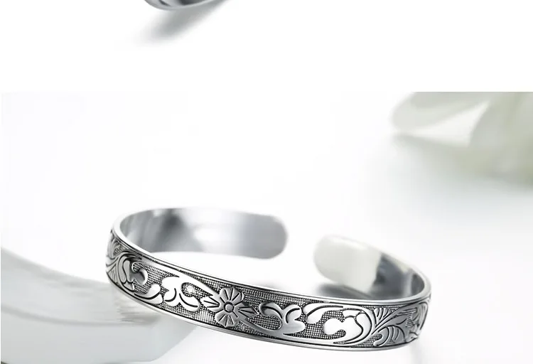 ZXZ Высокое качество Ретро тайский серебряный бледный резной цветок лотоса браслет на запястье браслеты для женщин мужчин модные ювелирные изделия подарок