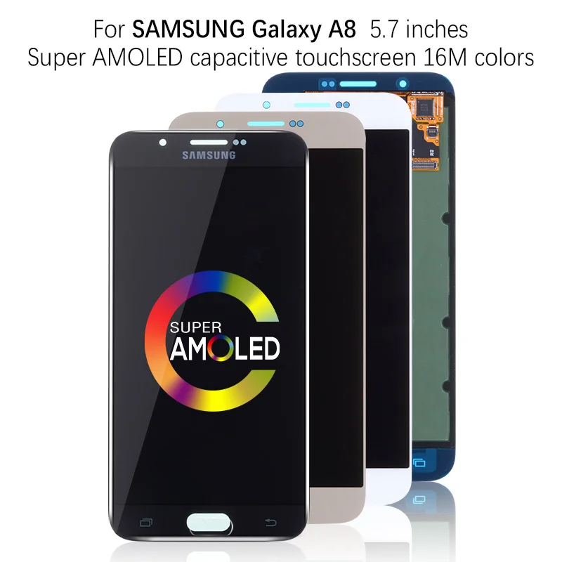 AMOLED Дисплей для SAMSUNG Galaxy A8 A8000 A800 A800F LCD в сборе с тачскрином 5.7" черный белый золотой