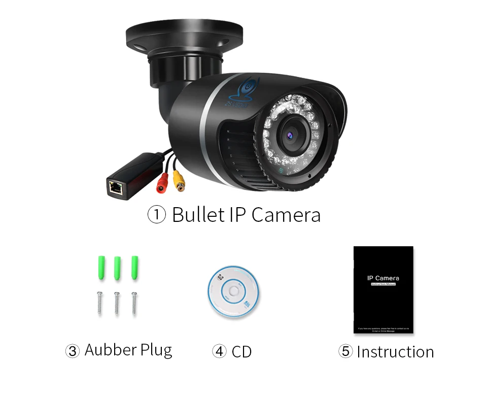 ZSVEDIO Surveillance Cameras IP Camera OnVif IP Cameras 720 POE Outside Wire 720P Night Vision HD Bullet Alarm Camera CCTV (20)