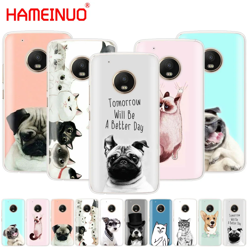 

HAMEINUO Cute Dog Cat case phone cover For Motorola Moto X4 C G6 G5 G5S G4 Z2 Z3 PLAY PLUS