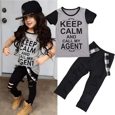 Kid Toddler Baby Girl T-shirt Top Legging Pants Outfit Set suit Clothes Summer