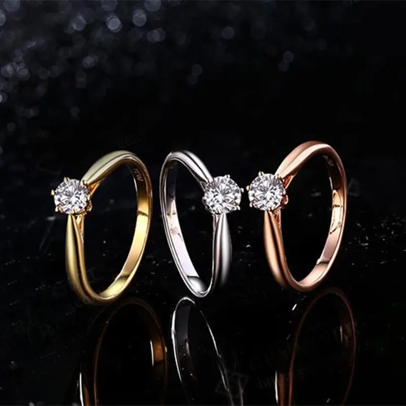 Classic Wedding Rings For Women Forever Simple Six Claws Cubic Zirconia 3 Color Fashion Engagement Gift Rings Jewelry KCR033 4