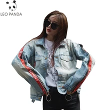 Женские джинсовые куртки весна осень с дырками на молнии с потертостями, Модные Винтажные свободные женские куртки с вышивкой hf95