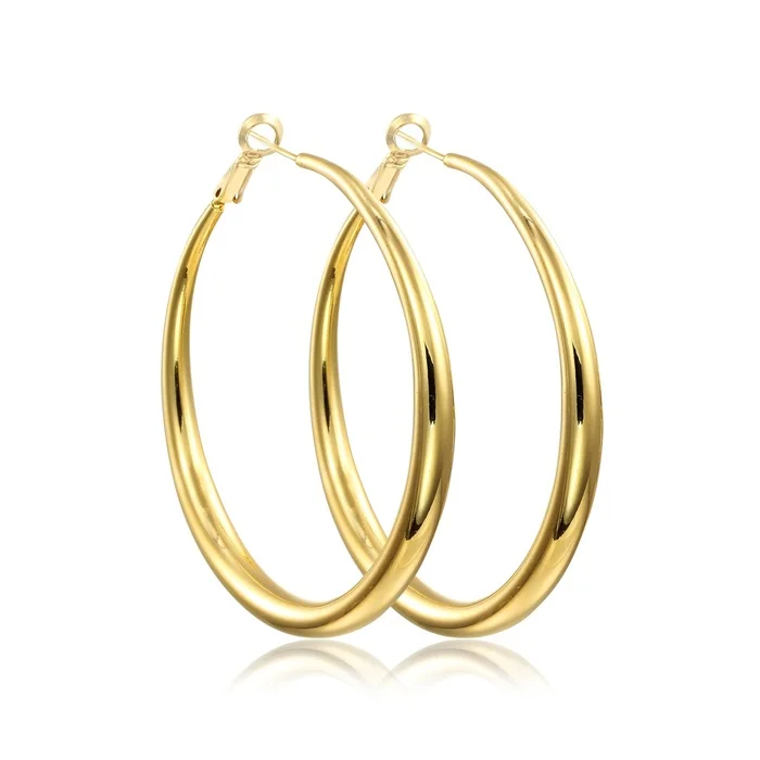 Yellow or Rose Gold Plated Large Finished Hoop Earrings 60mm Wholesale Gifts Fashion Statement ...