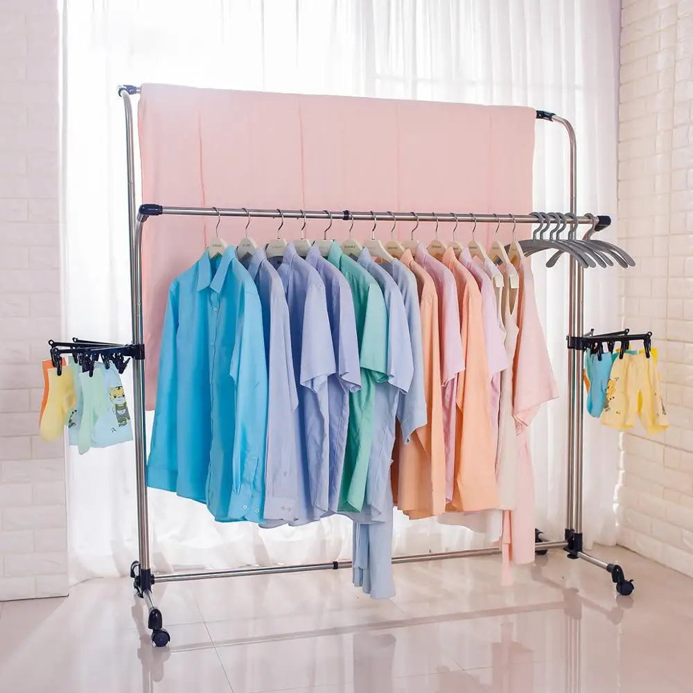  Length Width Adjusting Balcony Clothes Laundry Rack Outdoor Sheet Blanket Quilt Drying Rack with Wh