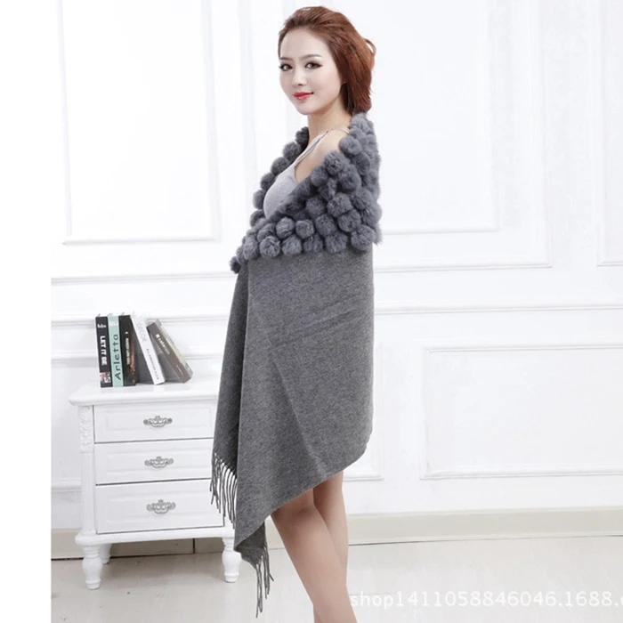 winter scarf women real fur shawls (20)