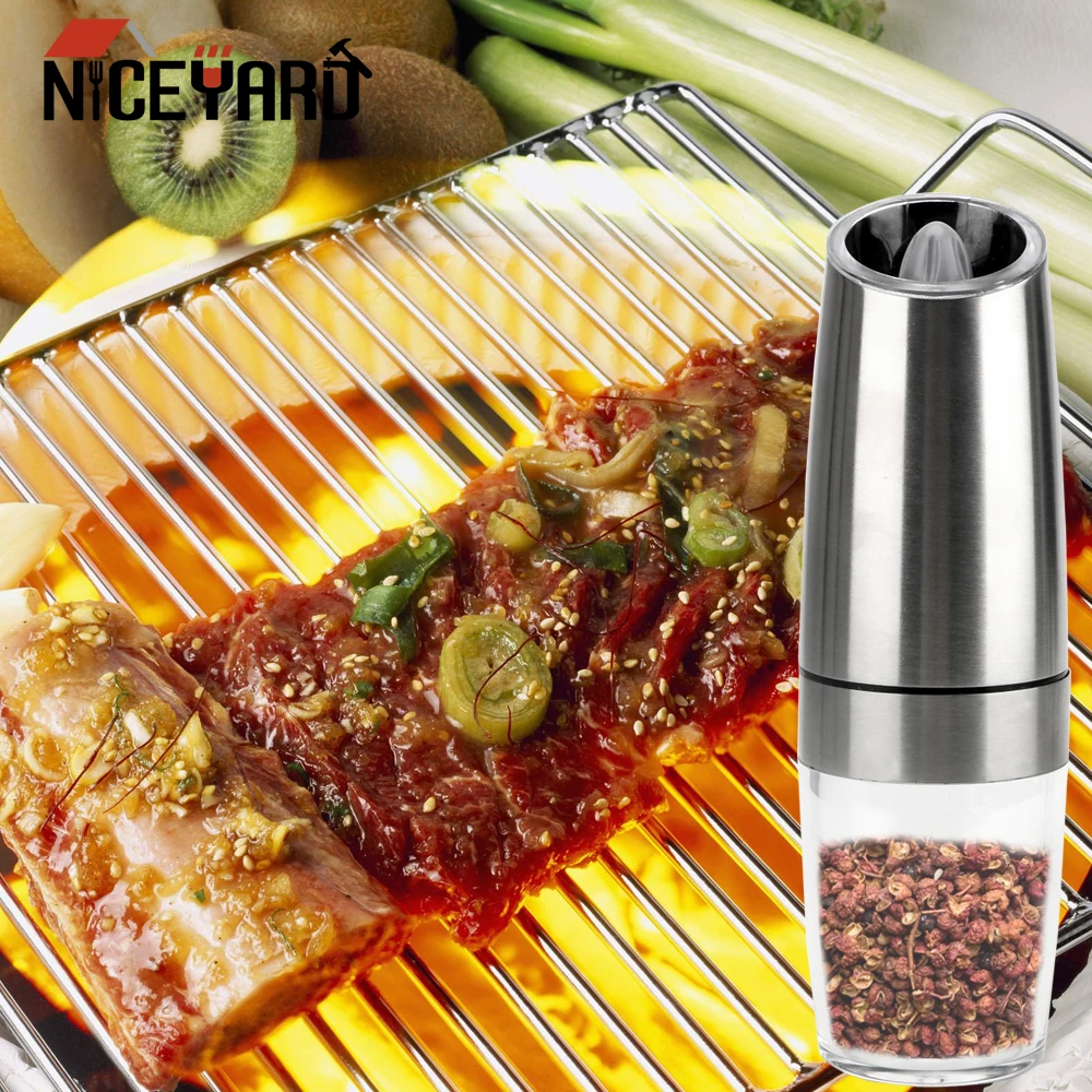 

NICEYARD Gravity Sensor Ceramic Grinder Cooking Tools Salt Cumin Spice Mill with LED Light Automatic Electric Pepper Grinder