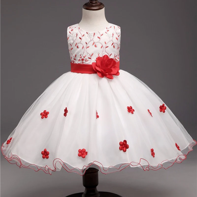 2016 Baby Red Flowers Tutu Dress For Girl Wedding Little Princess ...