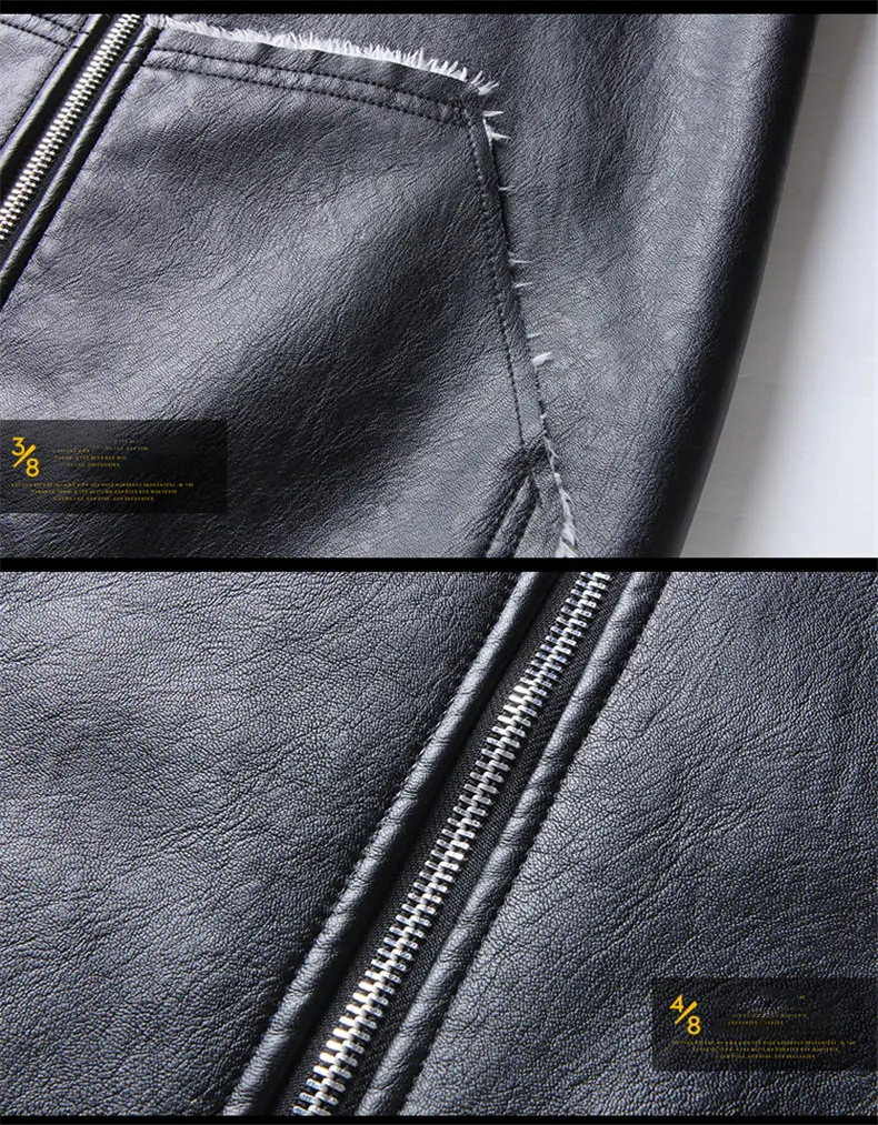 8XL 2018 Brand Shopping Week New Autumn Motorcycle Leather Jackets Men Winter Fur Collar Men Leather Jacket Male Coat Plus Size 04