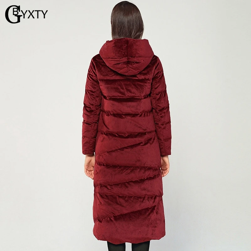 GBYXTY manteau hiver женское элегантное бархатное пуховое пальто с воротником бабочкой