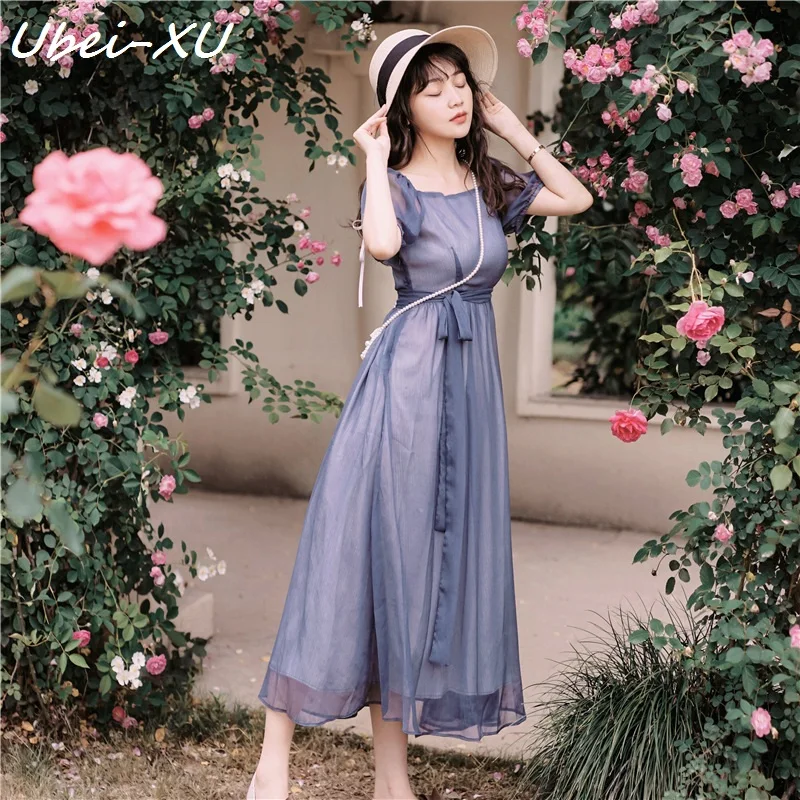 

Ubei Summer 2019 dress French style niche very fairy dress retro ultra fairy beach resort dress