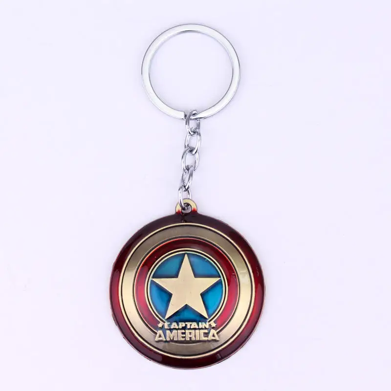 Мстители брелок Капитан Америка Супергерой Звезда Щит кулон брелок аксессуары на цепочке для ключей от автомобиля Бэтмен Marvel брелки - Цвет: bronze