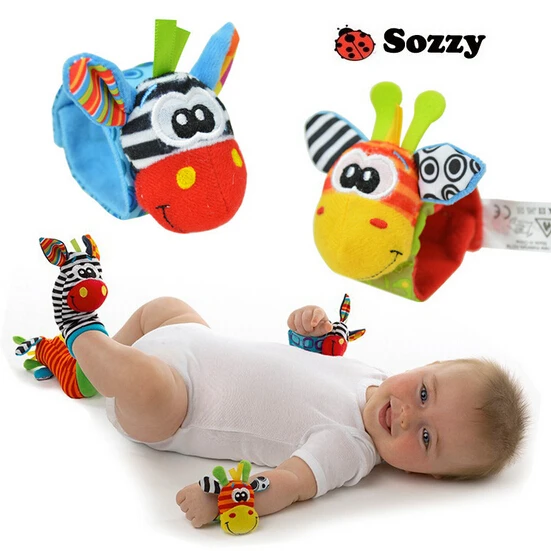 2pcs set Baby Rattles Soft Plush font b Toy b font Wrist Band Watch Band Bed