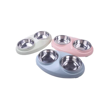 

2019 Hot Sale Stainless Steel Pet Tai Chi Dog Double Bowl High Quality Designer Professional Color Matching Double Bowl