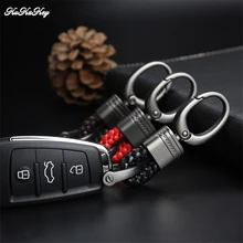KUKAKEY Car Key Ring Hand Woven Key Chain Holder For Alfa Romeo Audi Mercedes Benz Bmw Cadillac Chevrolet Jewelry Best Gifts auto key case for benz renault mazda alfa romeo lexus logo cowhide keychain badge key ring emblem key holder chain yongxun