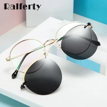 Ralferty Ronde Zonnebril Vrouwen 2019 Nieuwe Gepolariseerde Clip Op Glazen Magneet Optic Bijziendheid Recept Sunglass Oculos De Grau D061