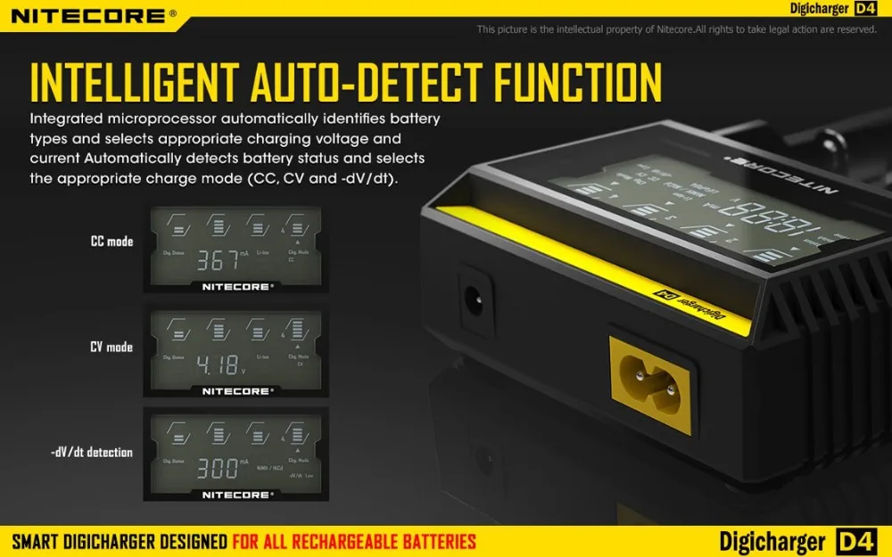 Оригинальное NItecore D4 D2 Новое I4 I2 Digi зарядное устройство lcd интеллектуальное Li-Ion AA AAA 18650 14500 16340 26650 зарядное устройство для автомобиля