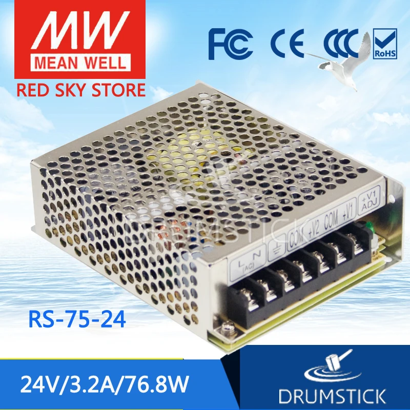 Оптовая цена MEAN WELL RS-75-24 24V 3.2A meanwell RS-75 76 8 W одиночный выход импульсный источник