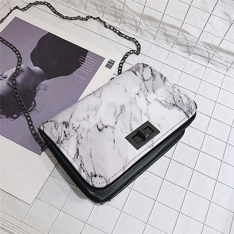 Aelicy Marble Fashion PU Leather Flip Tide Shoulder Bag Messenger Bag Purse Crossbody Bag Ladies Bag High Quality