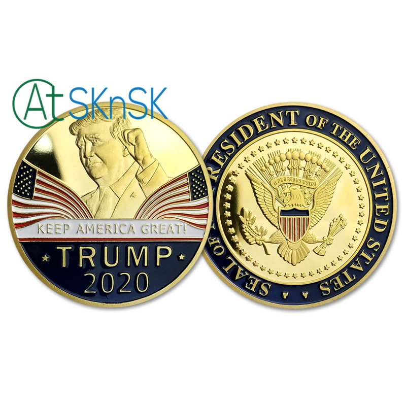 

KEEP AMERICA GREAT ! Trump 2020 Presidential Campaign Slogan Trump Presidential Challenge Coin Gold Plated Commemorative Coin