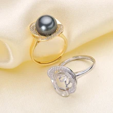 Регулируемые кольца с жемчугом S925 стерлинговые серебряные кольца, ювелирные изделия выводы Для женщин кольца поделки Компоненты 3 шт./лот