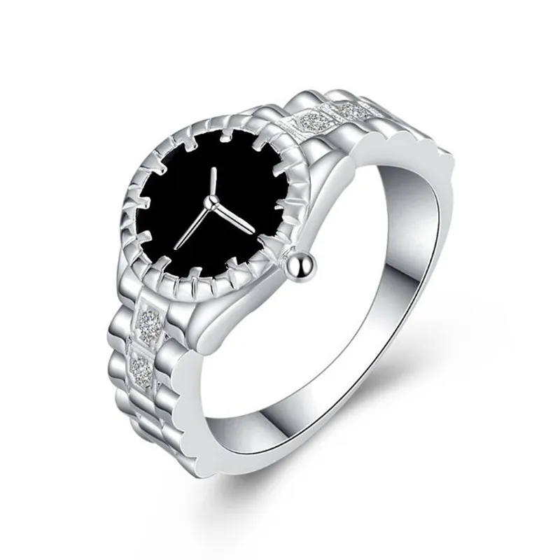 

2018 Hot Gorgeous New Fashion Silver Jewelry, Silver Plated Cubic Zirconia Watch Ring Party/Wedding Jewelry For Women