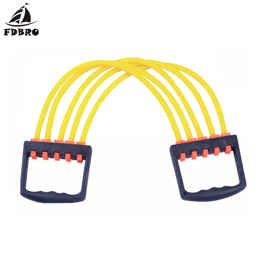 FDBRO Portable Exercise Fitness Resistance Elastic Cable Rope Tube Yoga 5 Bands Indoor sports Supply Chest Expander Puller