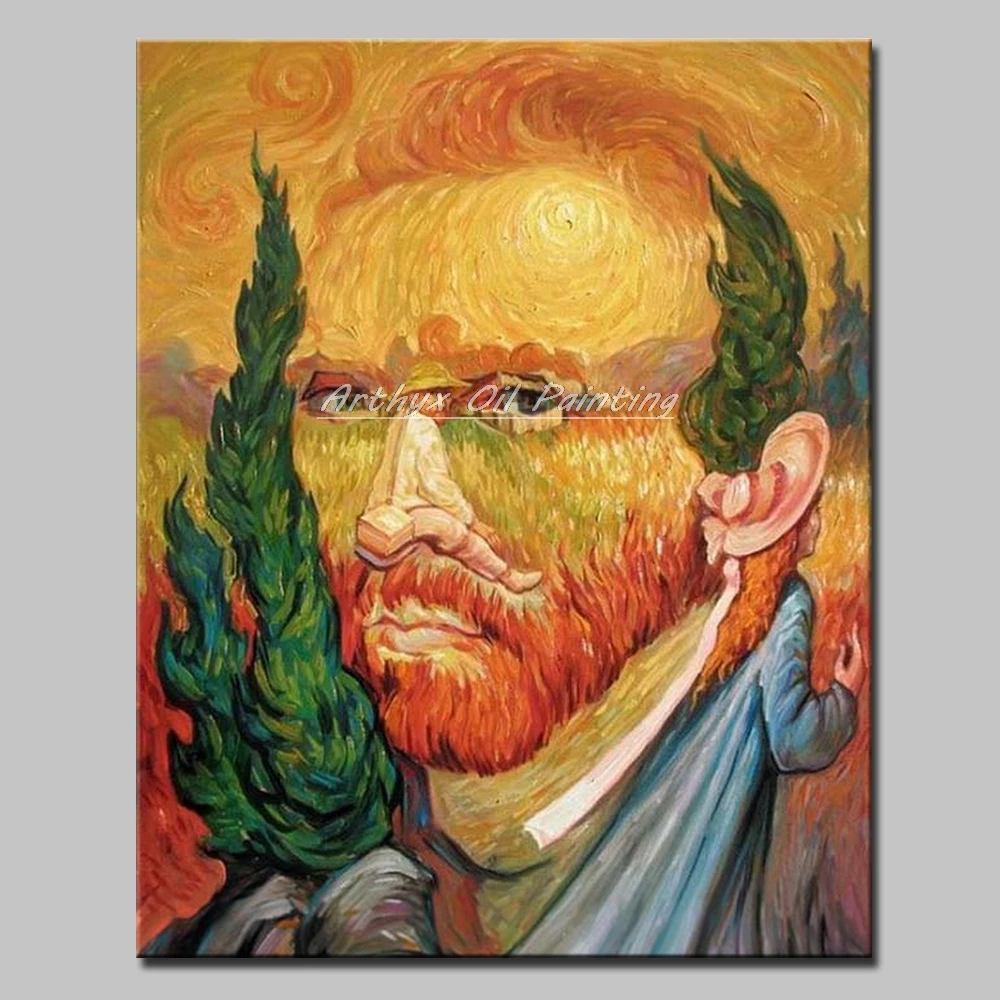 

Arthyx Paintings Handpainted World Top Famous Picture Vincent Van Gogh Self-portraits Oil Painting on Canvas Wall Art Home Decor