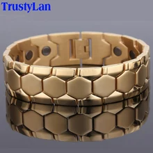 TrustyLan, золотой цвет, браслет из нержавеющей стали, мужские ювелирные изделия, энергетические здоровые магнитные браслеты для мужчин, ювелирные изделия, подарки для него