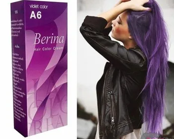 

BERINA PROFESSIONALS Hair Cream - Permanent Dye Color A6 : Violet Free Shipping