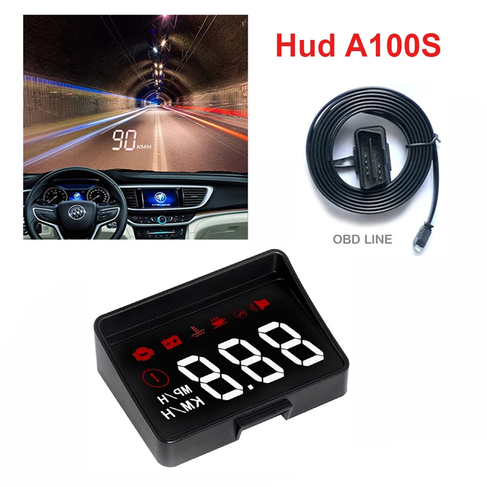 

A100S Car HUD Head Up Display New Generation A100 OBD2 Overspeed Warning System Projector Windshield Auto Electronic Alarm
