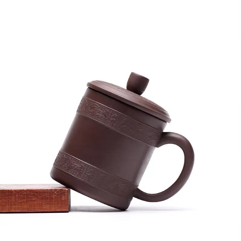 Чашка для чая ручной работы из фиолетовой глины Yixing Relief Lucky Kungfu Gongfu кружка 450